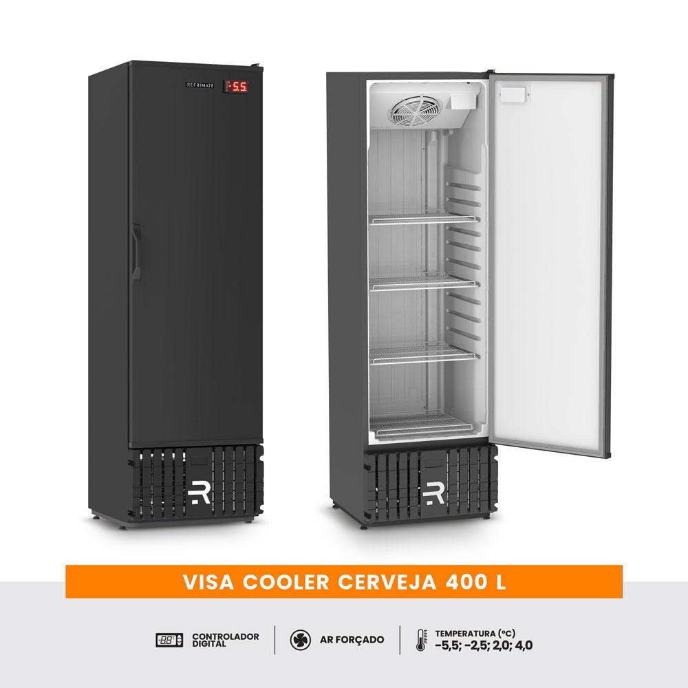 Visa cooler cervejeiro Refrimate com 400L de capacidade