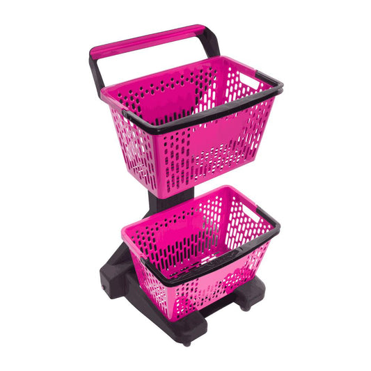 Carrinho de compras Dellaplast com cestos rosa removíveis