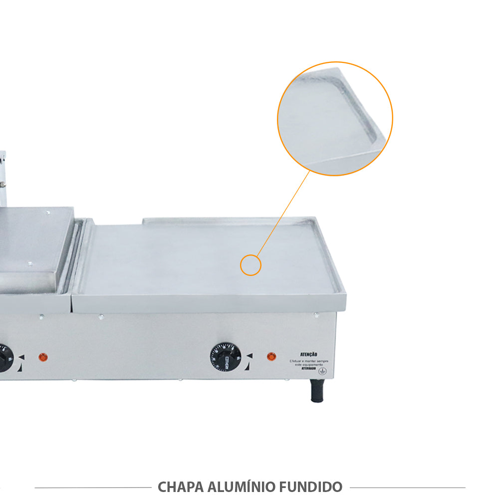 Chapa de alumínio fundido sanduicheira profissional Venâncio SCE90A aquecimento uniforme