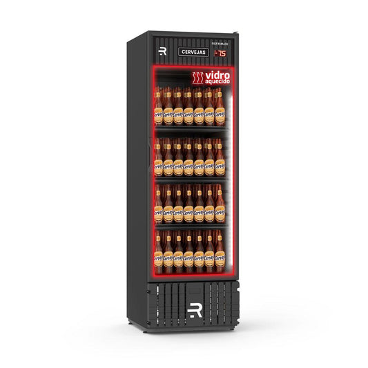  Cooler cervejeiro porta de vidro preto 570 litros para bares e restaurantes.