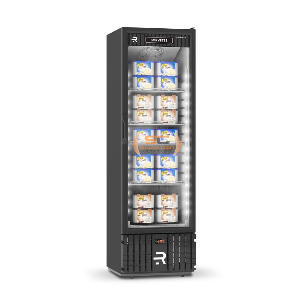 Visa Cooler para Sorvete 400L com porta de vidro dupla e ar forçado – Refrimate