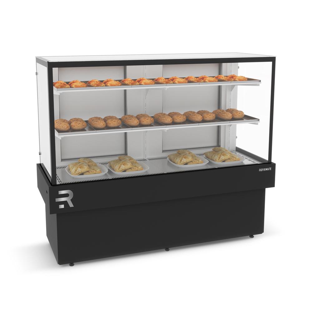 Vitrine quente para padaria 145cm Refrimate ideal para salgados e confeitaria