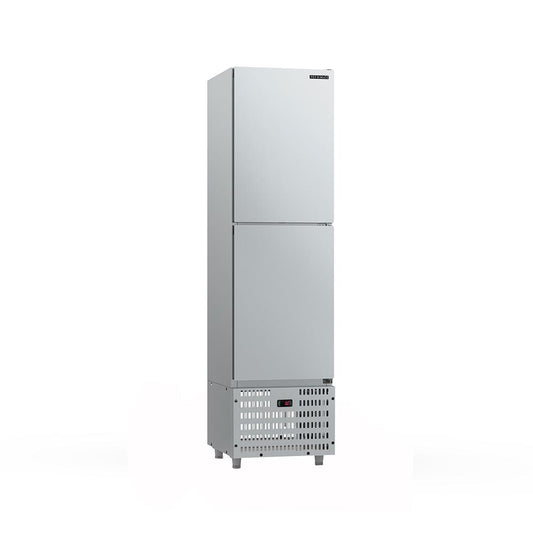 Frente da mini câmara refrigerada inox 2 portas Refrimate 335L