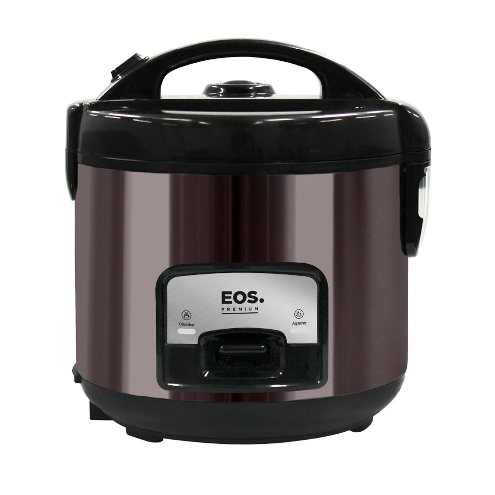 Panela elétrica de arroz preta EOS 127V com design compacto e moderno